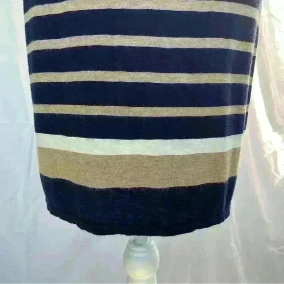 Max Studio navy and tan striped elastic waist pencil skirt. - Picture 4 of 9